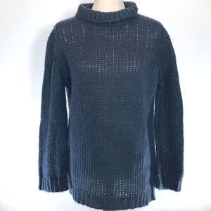 Magaschoni Blue Mohair Ribbed Mock Neck Sweater
